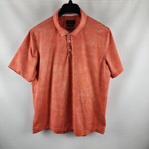 Bugatchi Shirt Mens XL Orange OoohCotton Tech 8-Way Stretch S/S Polo